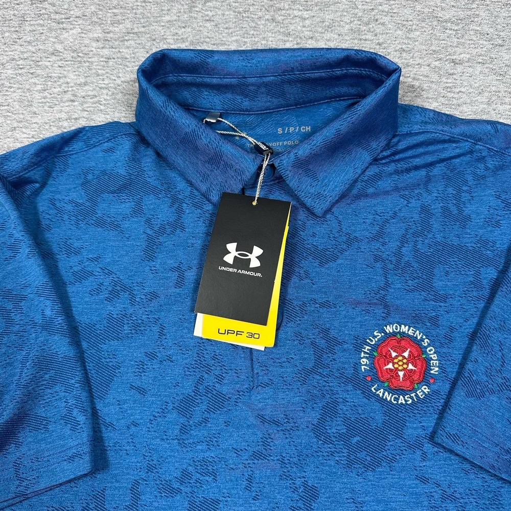 Under Armour Golf Polo Shirt Mens Small Blue Playoff Performance Stretch NEW